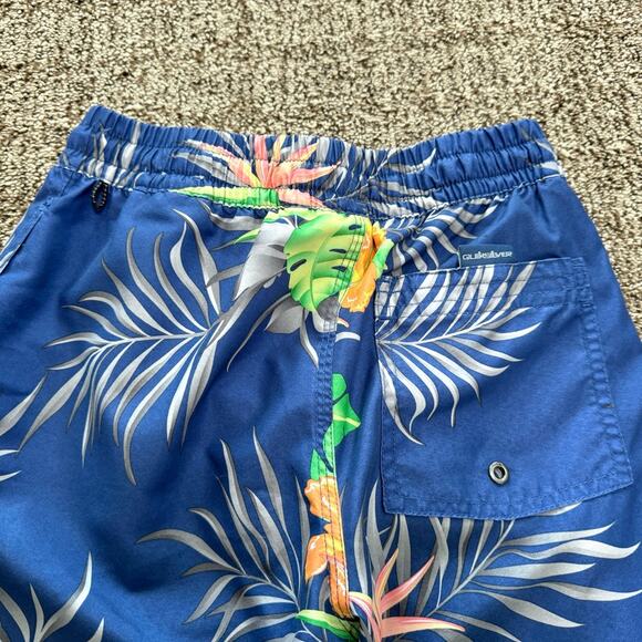 Quiksilver EUC Navy Tropical Print Swim Trunks size 10 boys - Picture 7 of 7